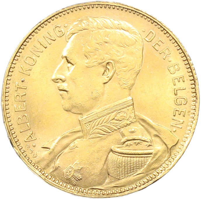 20 франков 1914 года Бельгия — легенда на фламандском (DER BELGEN) — Фото №1