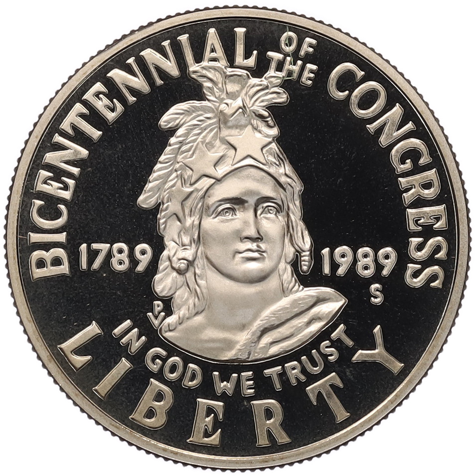 1/2 доллара (50 центов) 1989 года S США «200 лет Конгрессу» — Фото №1