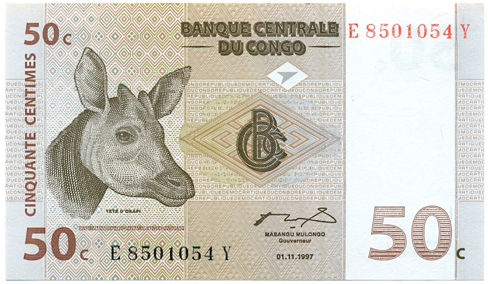 50 сантимов 1997 года Конго (ДРК) — Фото №1