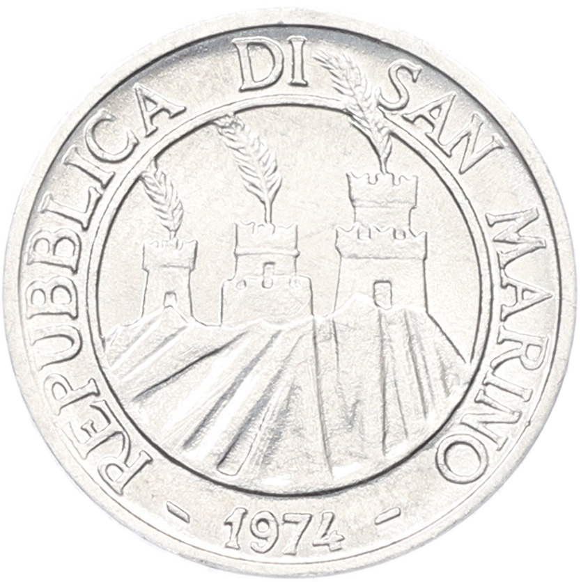 1 лира 1974 года Сан-Марино — Фото №2