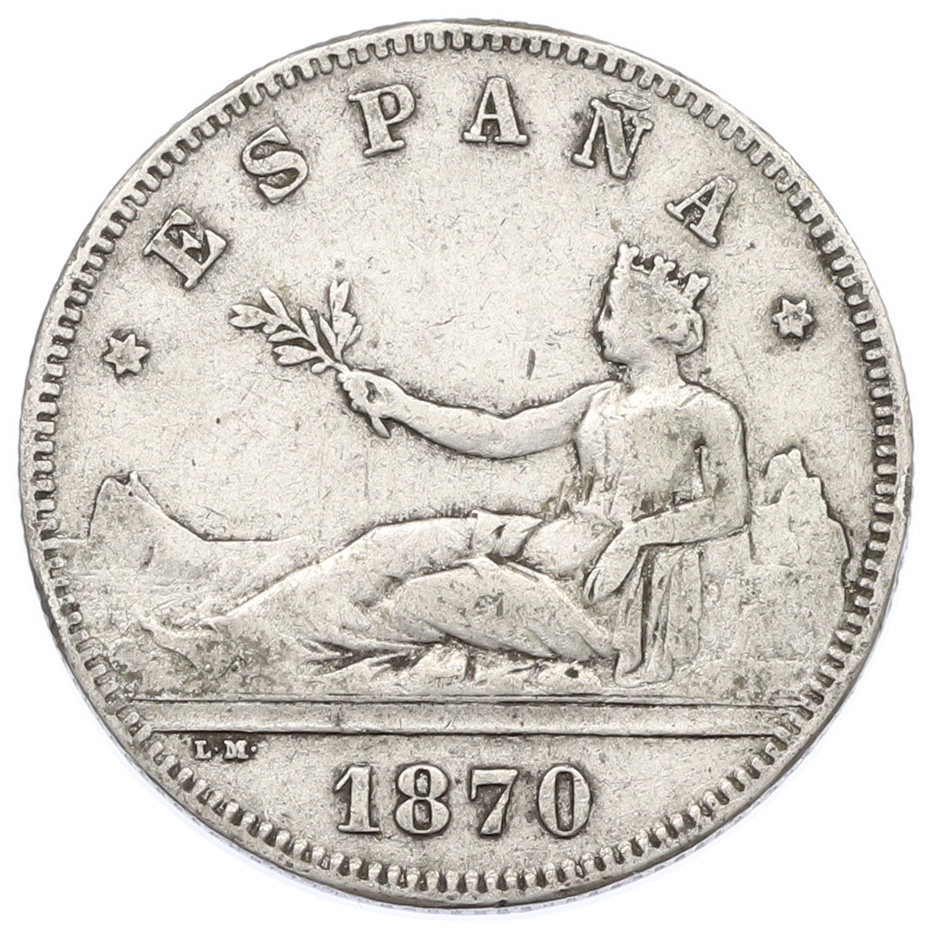 2 песеты 1870 (74) года Испания — Фото №1