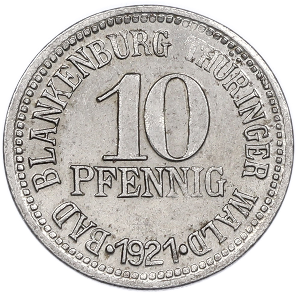 10 пфеннигов 1921 года Германия — город Бад-Бланкенбург (Нотгельд) — Фото №2