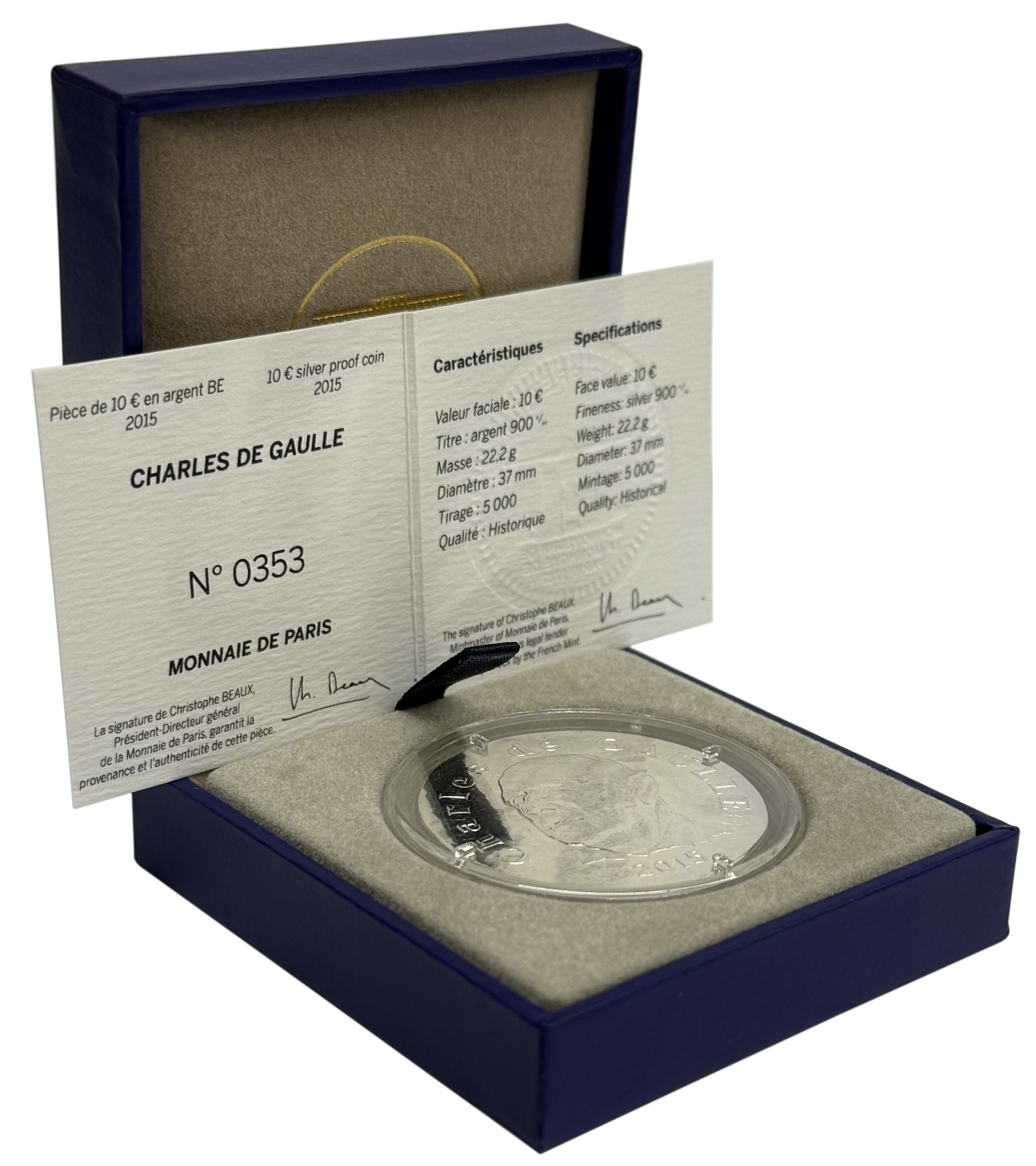 10 евро 2015 года Франция «Шарль де Голль» — Фото №3