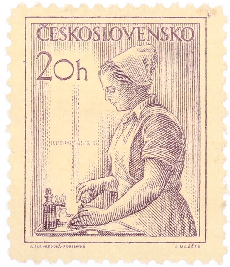 Почтовая марка 20 геллеров 1954 года Чехословакия — Фото №1