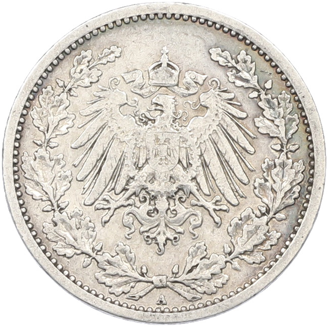 1/2 марки 1909 года A Германия — Фото №2