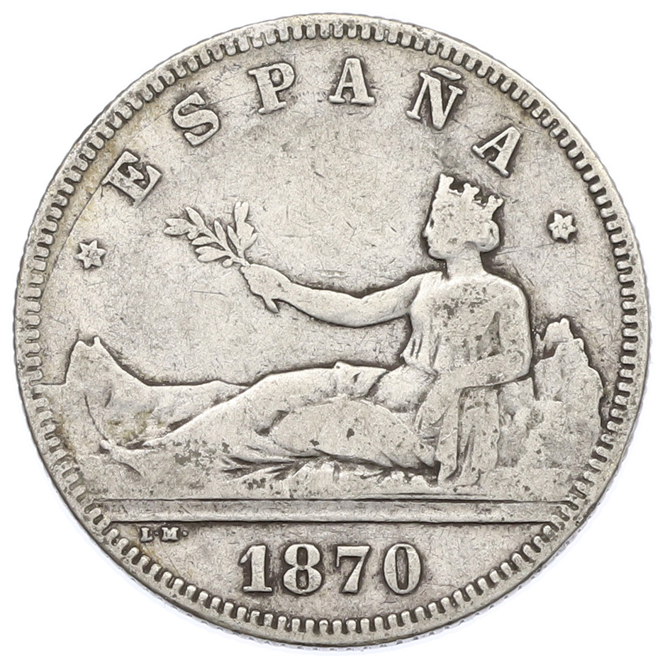 2 песеты 1870 (74) года Испания — Фото №1