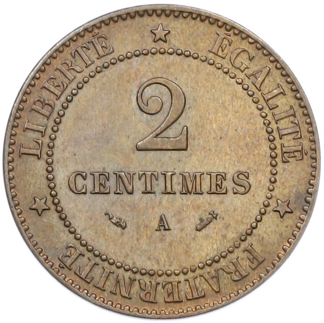 2 сантима 1895 года A Франция — Фото №2