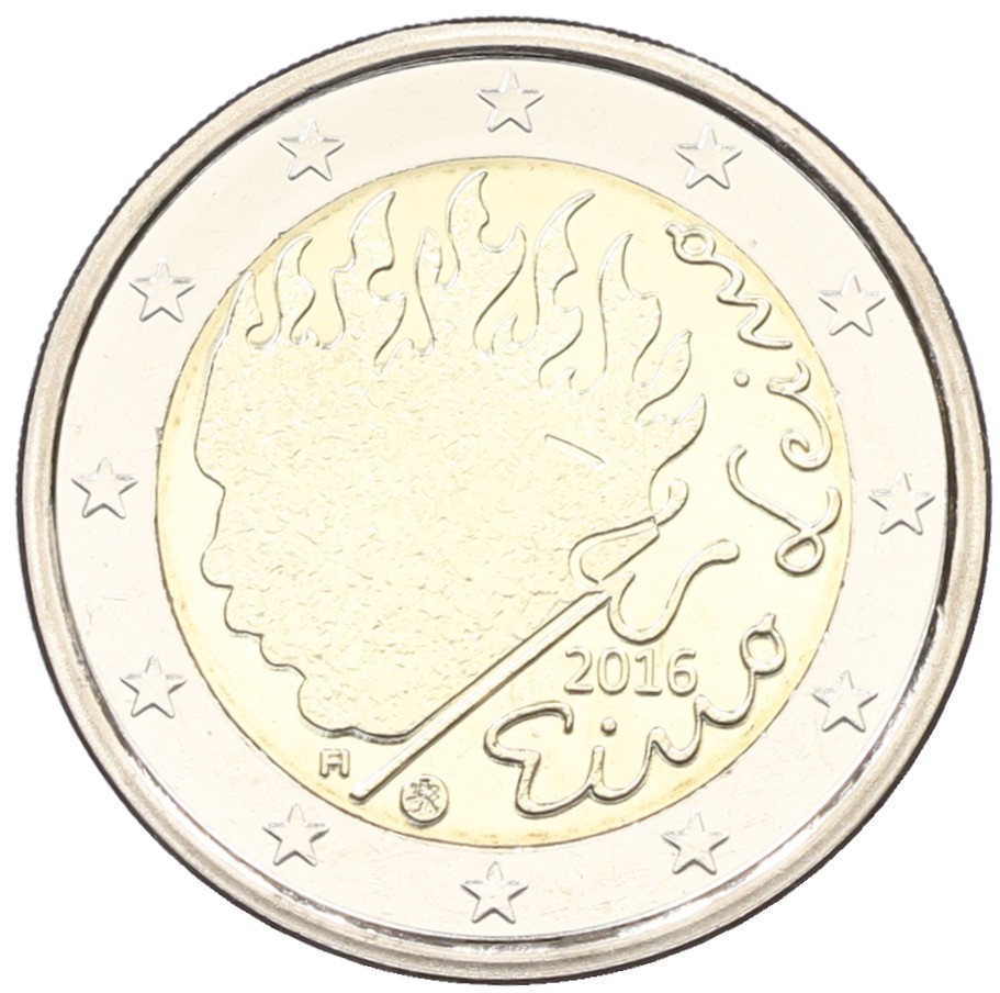 2 евро 2016 года Финляндия «90 лет со дня смерти Эйно Лейно» — Фото №1