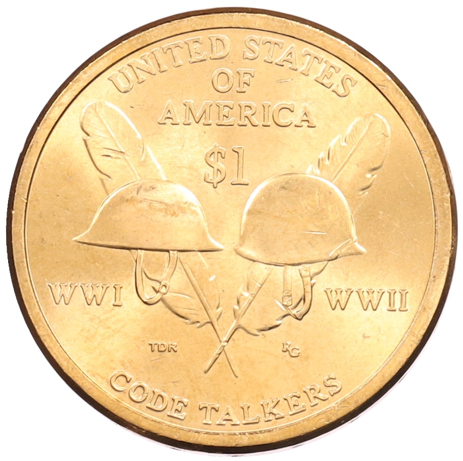 1 доллар 2016 года (P) США «Коренные американцы (Сакагавея) — Радисты-шифровальщики Первой и Второй мировых войн» — Фото №1