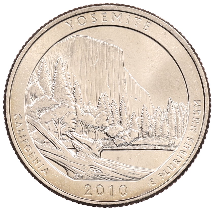 1/4 доллара (25 центов) 2010 года P США «Национальные парки — №3 Йосемитский национальный парк» — Фото №1