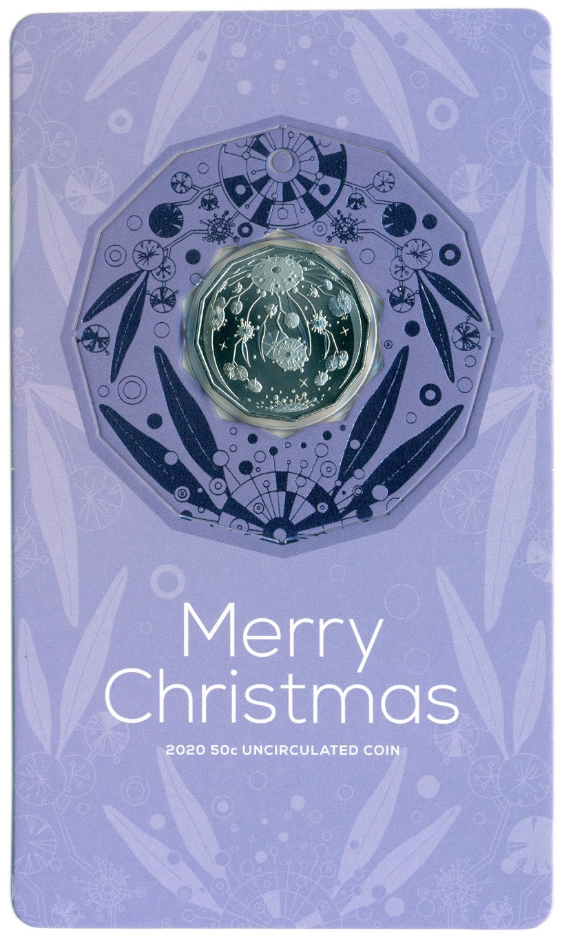 50 центов 2020 года Австралия «Рождество» (фиолетовый блистер) — Фото №3