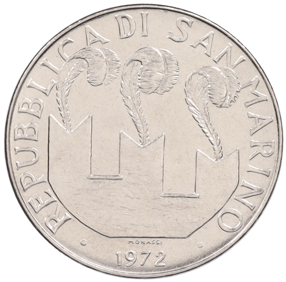 100 лир 1972 года Сан-Марино — Фото №2