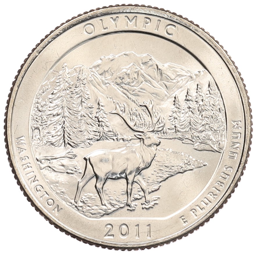 1/4 доллара (25 центов) 2011 года D США «Национальные парки — №8 Национальный парк Олимпик» — Фото №1