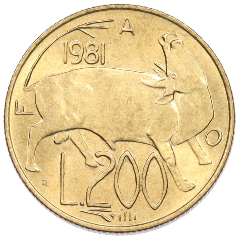 200 лир 1981 года Сан-Марино «Мир» — Фото №1