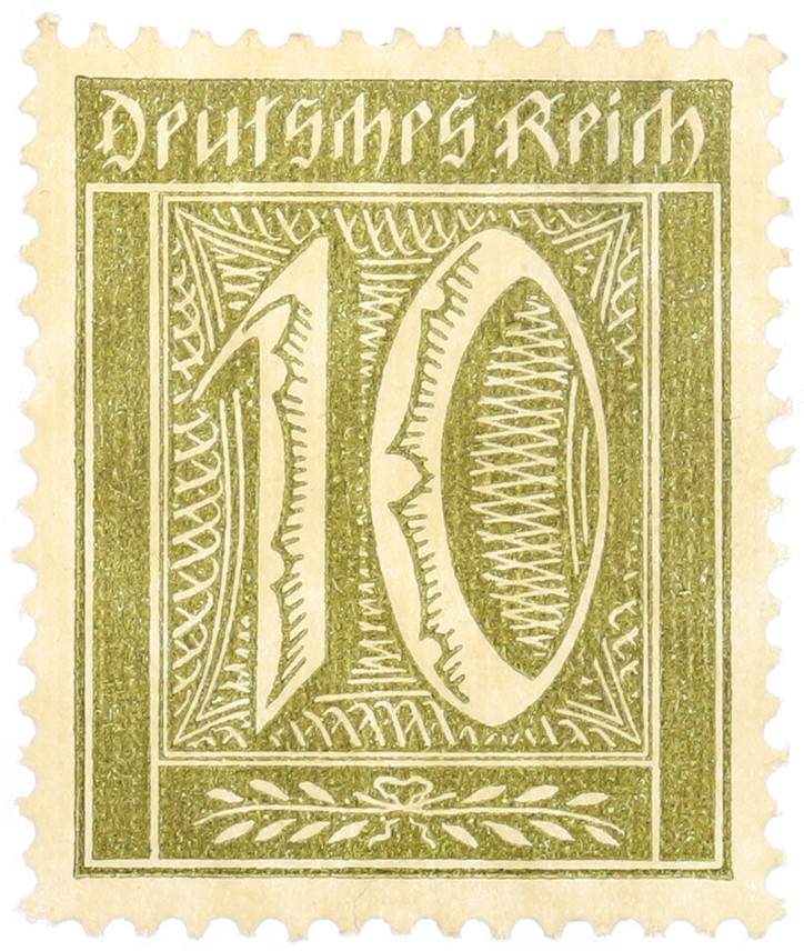 Почтовая марка 10 пфеннигов 1922 года Германия — Фото №1