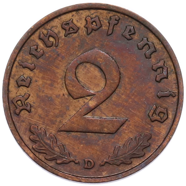 2 рейхспфеннига 1937 года D Германия — Фото №2