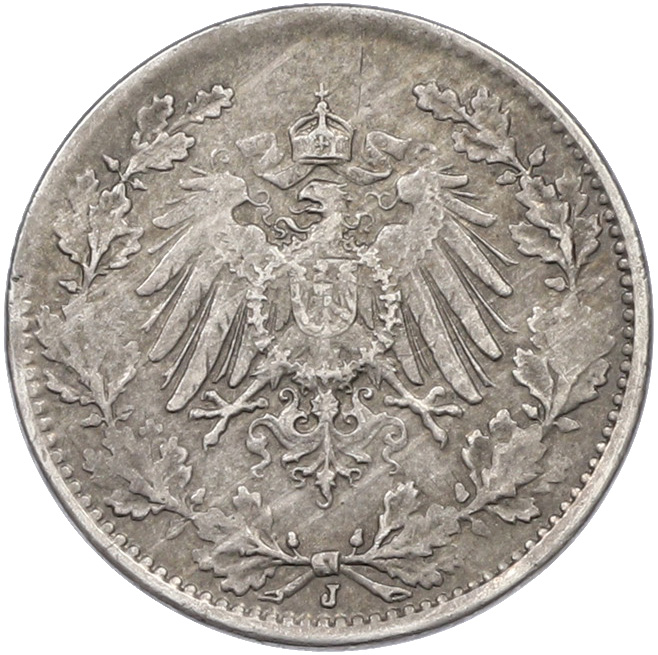 1/2 марки 1918 года J Германия — Фото №2