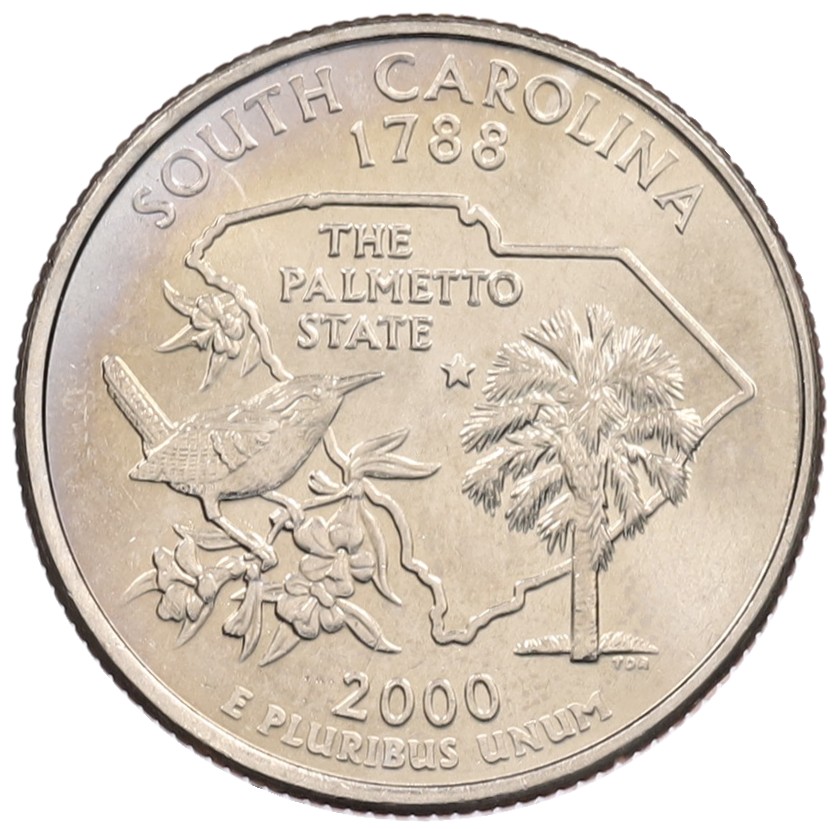 1/4 доллара (25 центов) 2000 года D США «Штаты и территории — Штат Южная Каролина» — Фото №1