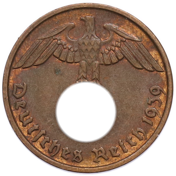 2 рейхспфеннига 1939 года D Германия — Фото №1
