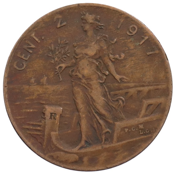 2 чентезимо 1917 года Италия — Фото №1