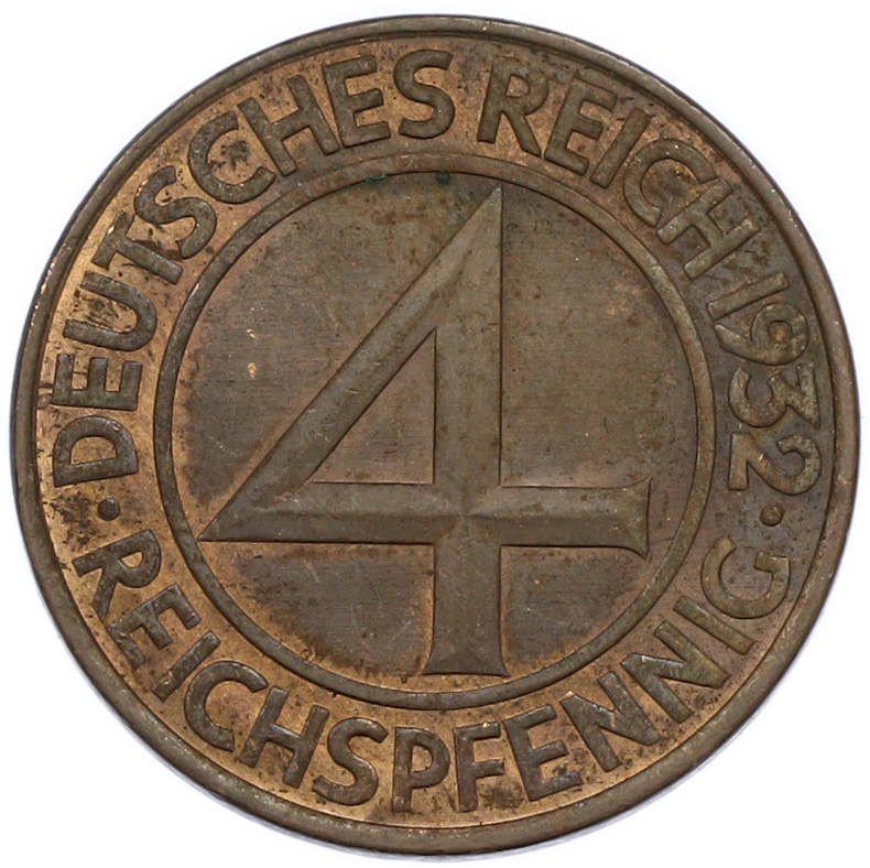 4 рейхспфеннига 1932 года A Германия — Фото №1
