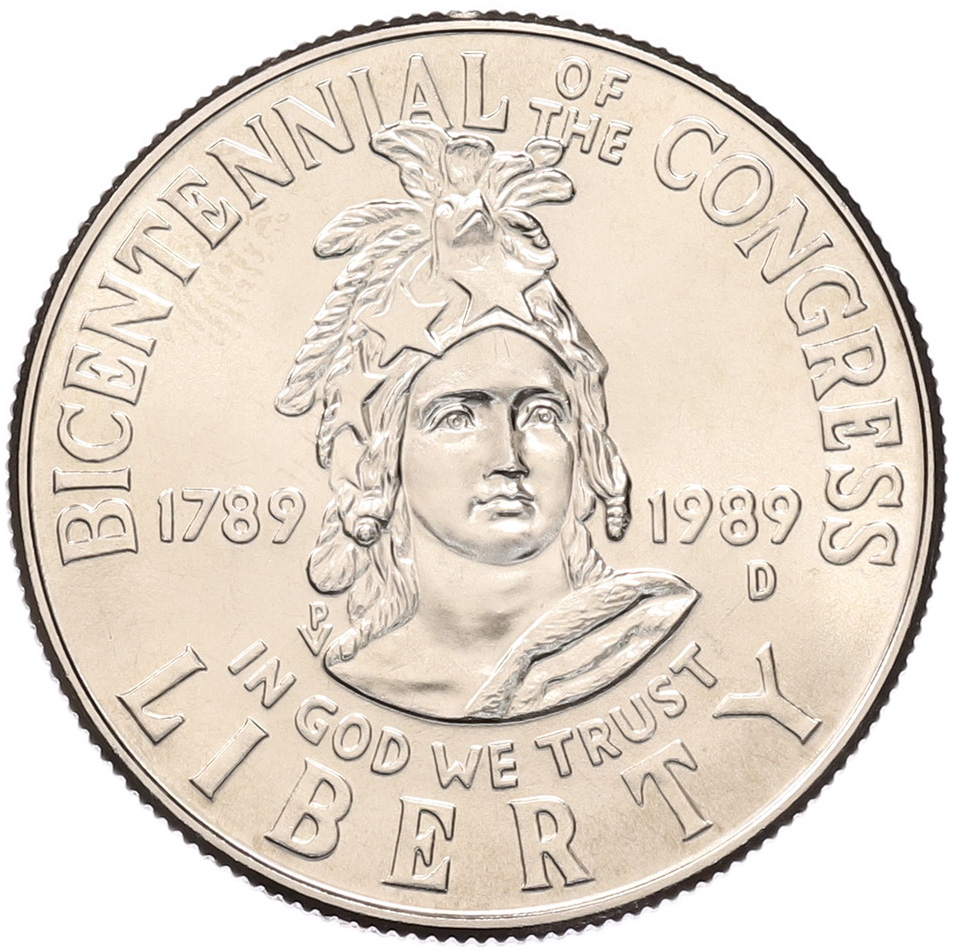 1/2 доллара (50 центов) 1989 года D США «200 лет Конгрессу» — Фото №1
