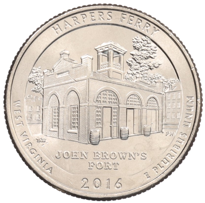 1/4 доллара (25 центов) 2016 года P США «Национальные парки — №33 Харперс Ферри» — Фото №1