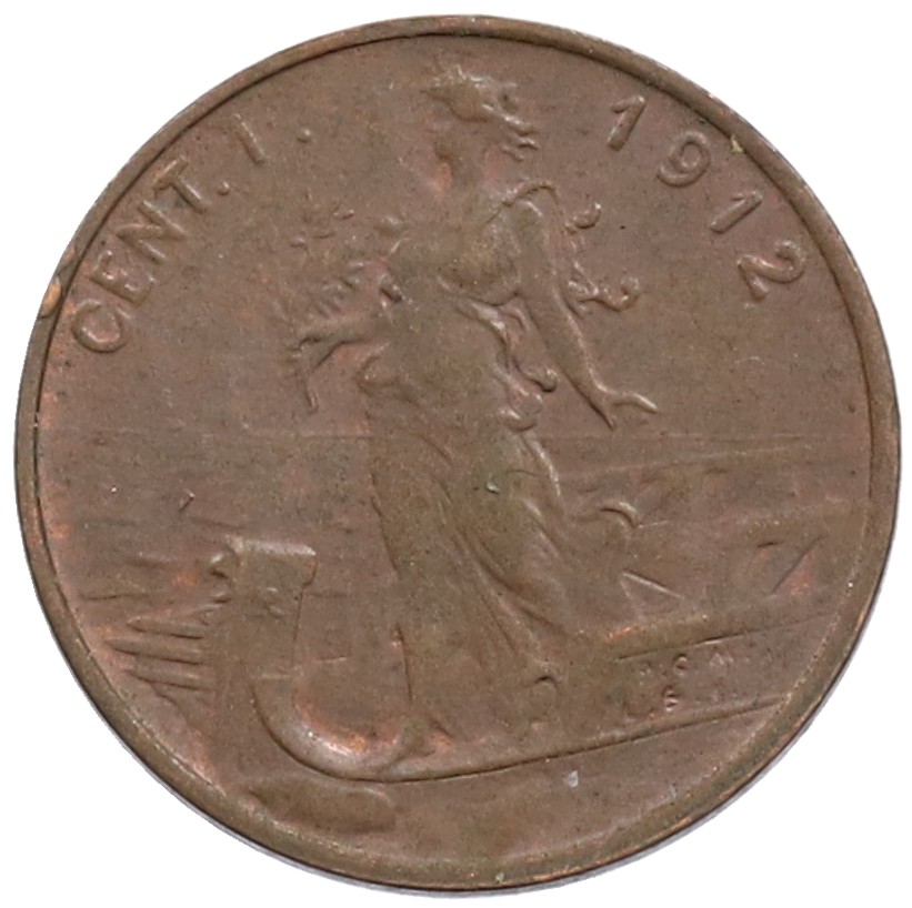 1 чентезимо 1912 года Италия — Фото №1