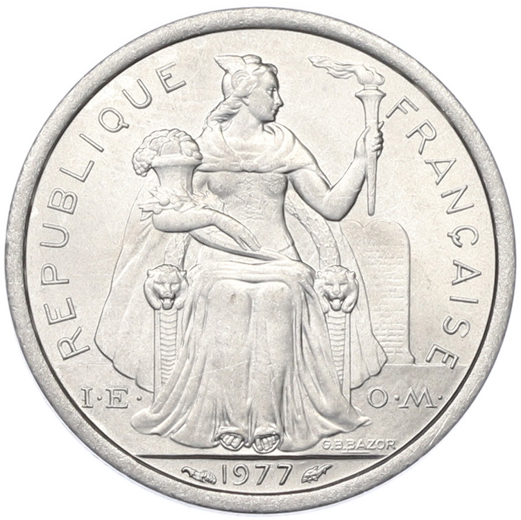 1 франк 1977 года Новая Каледония — Фото №2