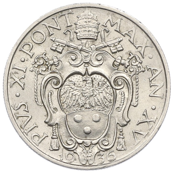 20 чентезимо 1936 года Ватикан — Фото №2