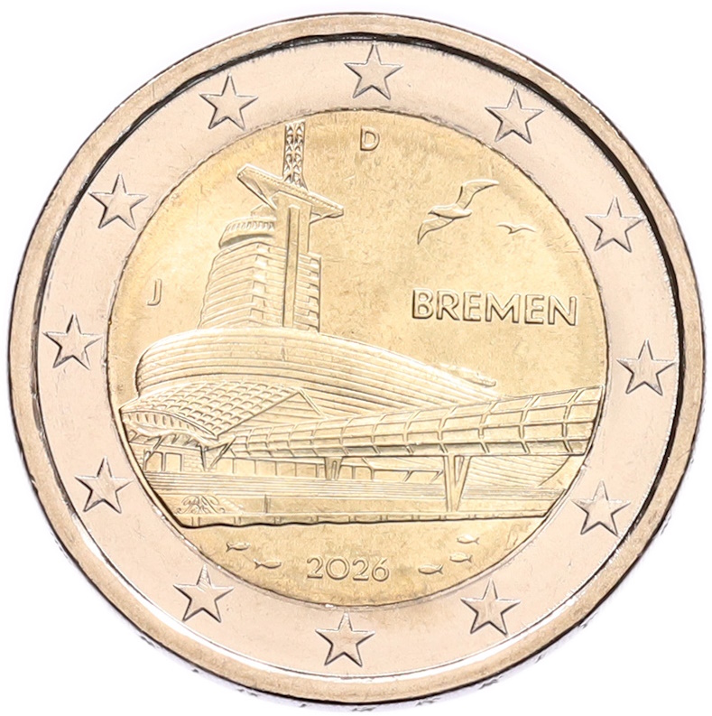 2 евро 2026 года J Германия «Федеральные земли Германии — Бремен, музей климатических зон» — Фото №1