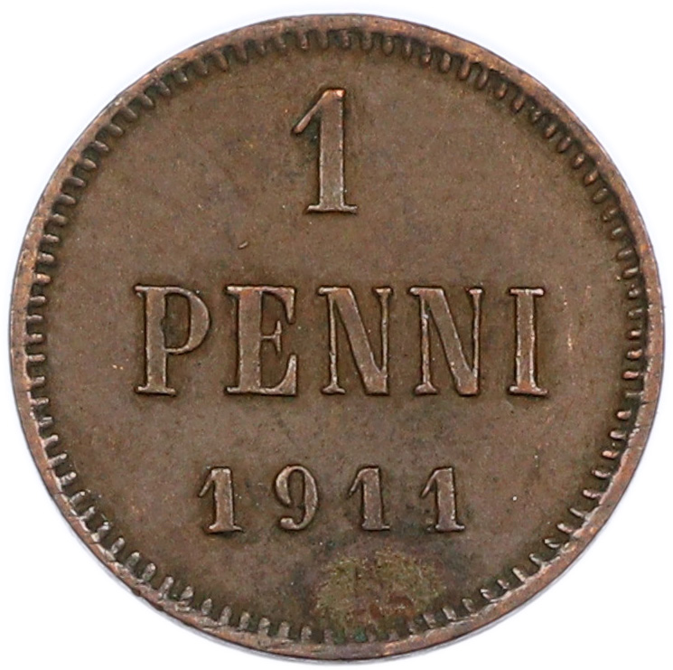 1 пенни 1911 года Русская Финляндия — Фото №1