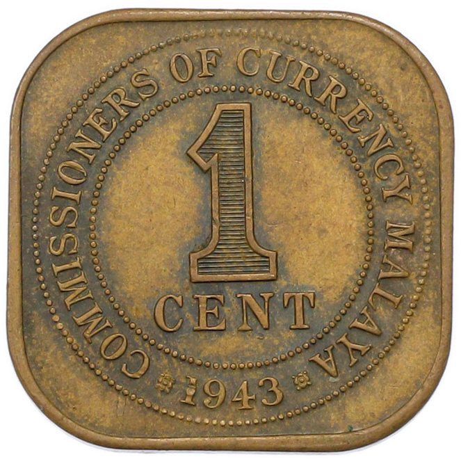 1 цент 1943 года Малайя — Фото №1