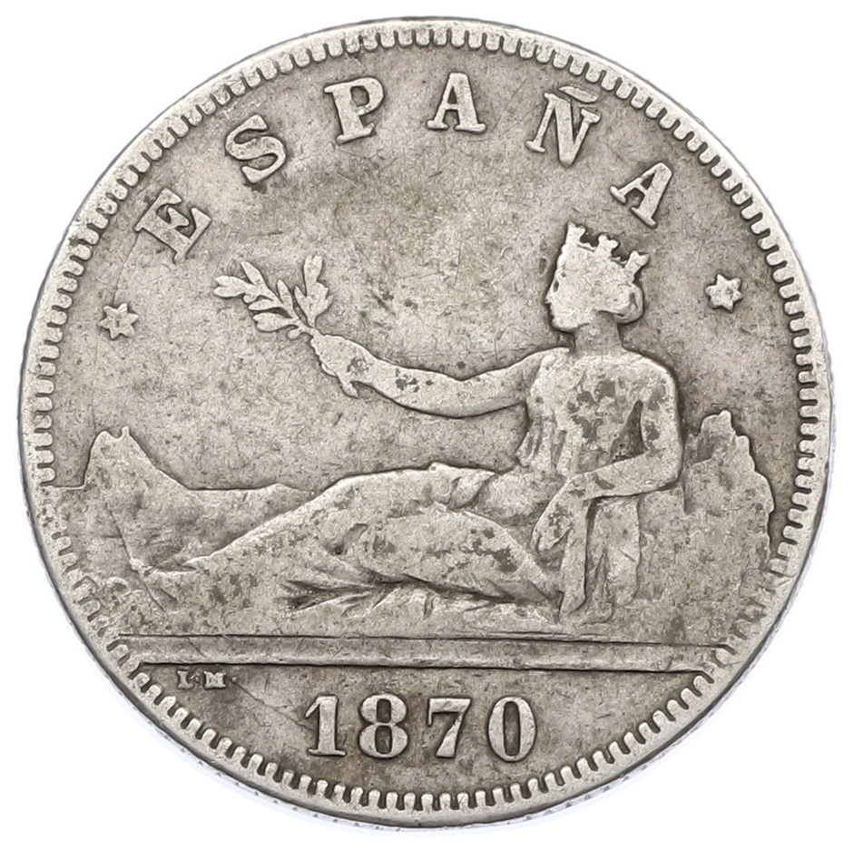 2 песеты 1870 (74) года Испания — Фото №1