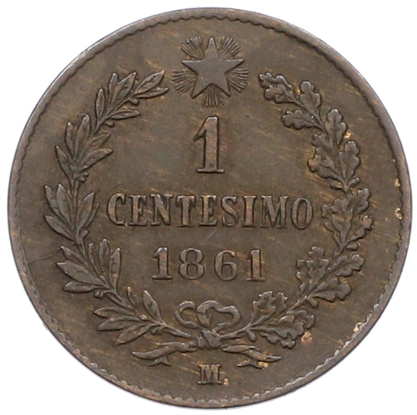 1 чентезимо 1861 года М Италия — Фото №1