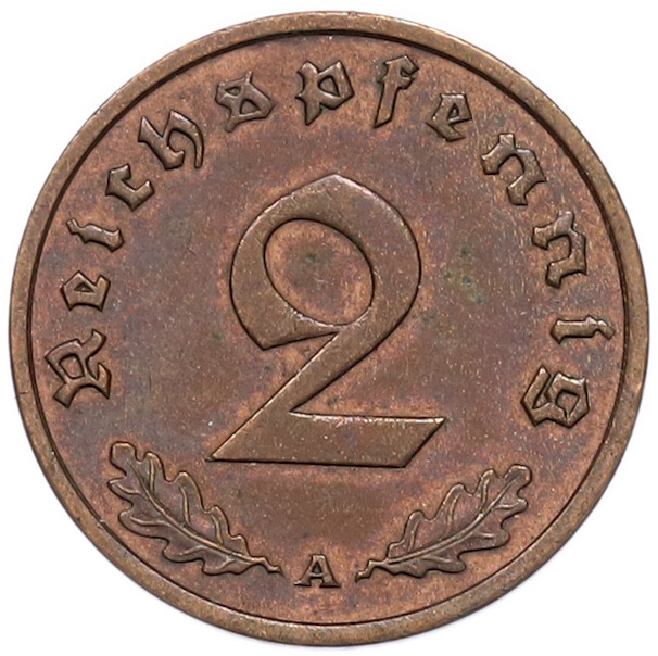 2 рейхспфеннига 1938 года A Германия — Фото №2