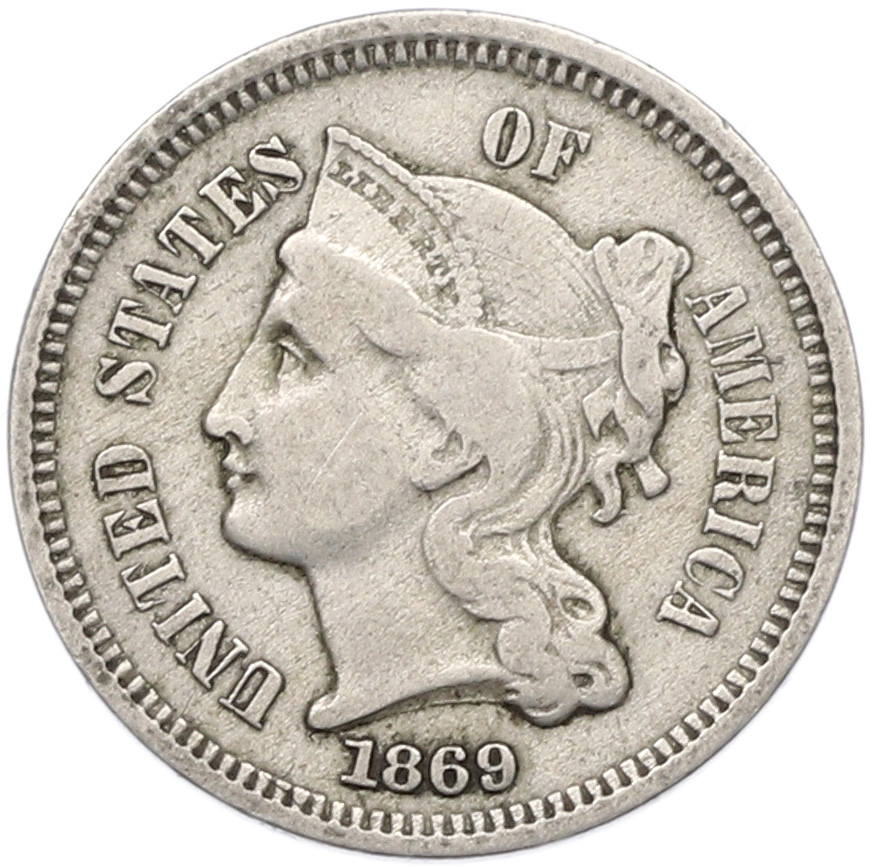 3 цента 1869 года США — Фото №1