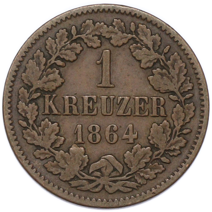 1 крейцер 1864 года Баден — Фото №1