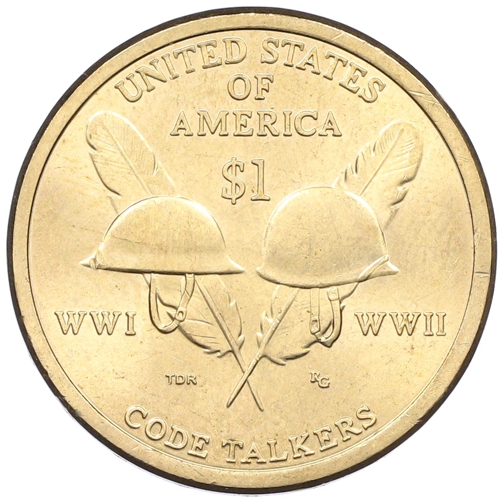 1 доллар 2016 года (P) США «Коренные американцы (Сакагавея) — Радисты-шифровальщики Первой и Второй мировых войн» — Фото №1