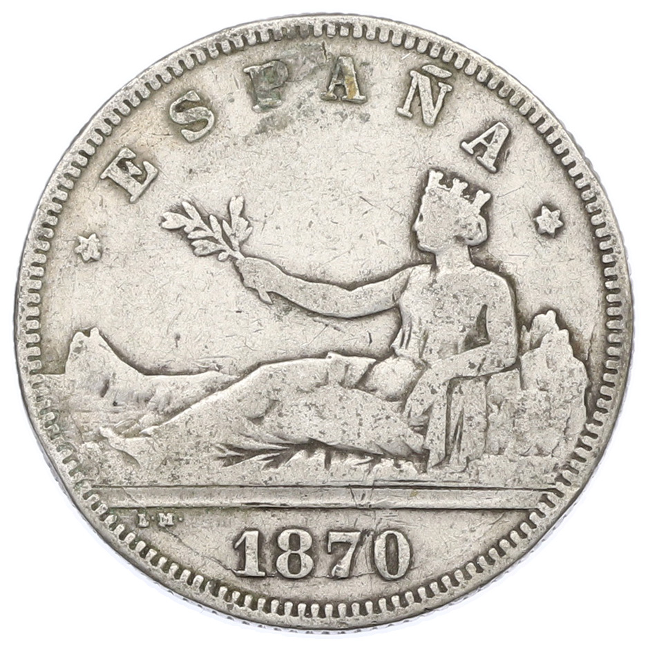 2 песеты 1870 (74) года Испания — Фото №1