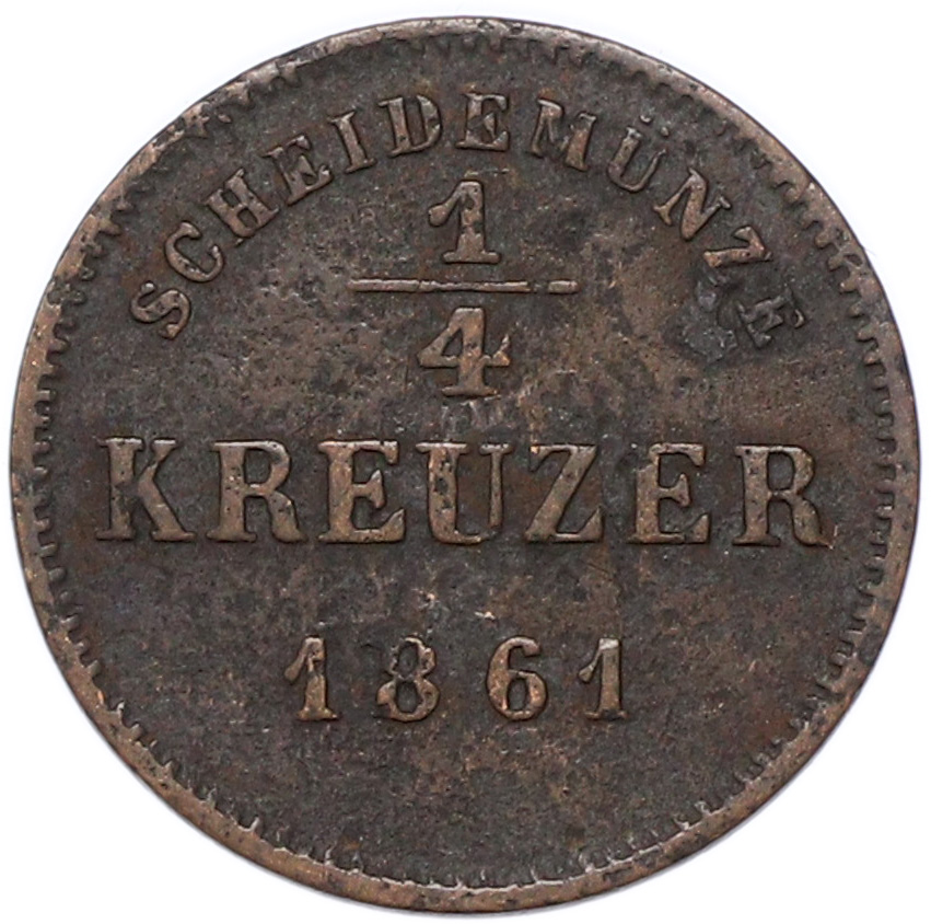 1/4 крейцера 1861 года Шварцбург-Рудольштадт — Фото №1