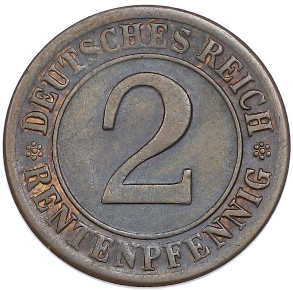 2 рентенпфеннига 1924 года D Германия — Фото №2
