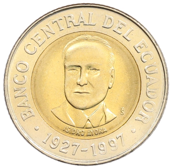 500 сукре 1997 года Эквадор «70 лет Центробанку» — Фото №1