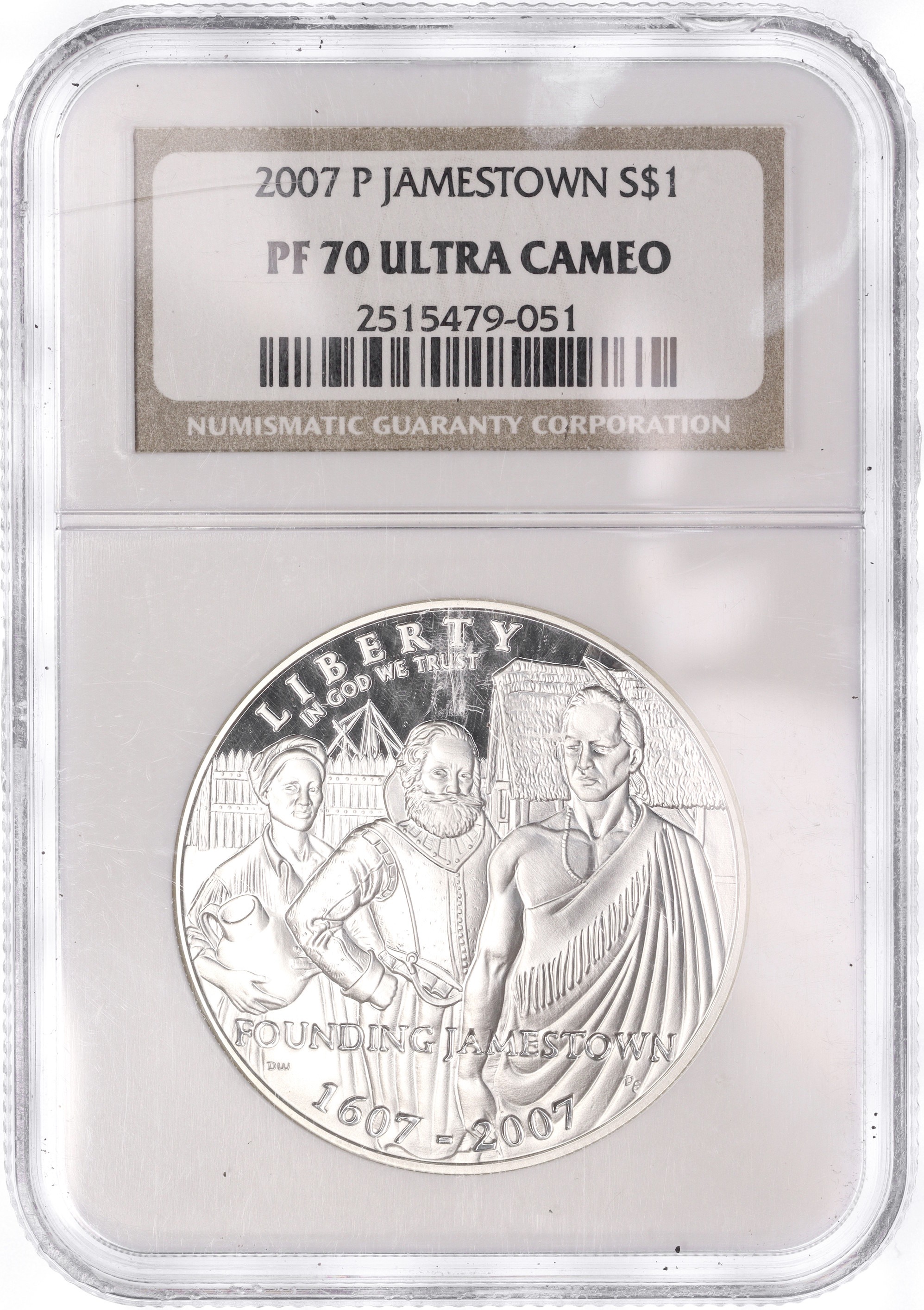 1 доллар 2007 года Р США «400 лет первому поселению Джеймстаун» в слабе NGC (PF70 ULTRA CAMEO) — Фото №3
