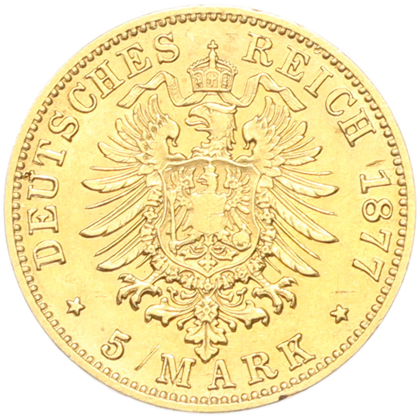 5 марок 1877 года C Германия (Пруссия) — Фото №2