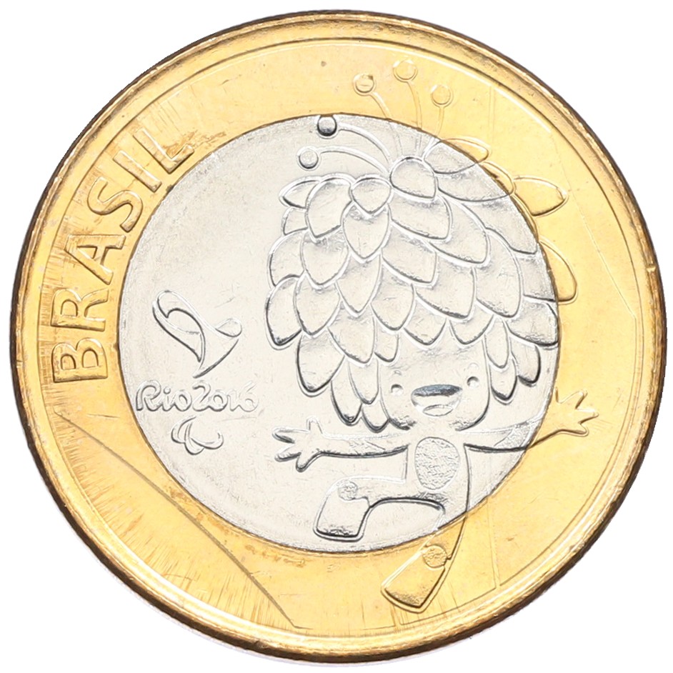 1 реал 2016 года Бразилия «XXXI летние Олимпийские Игры в Рио-де-Жанейро 2016 — Том» — Фото №1