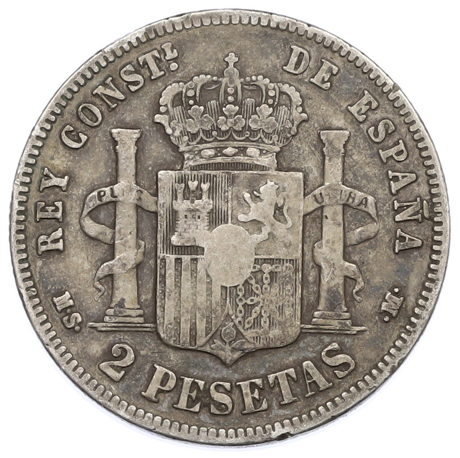 2 песеты 1883 года Испания — Фото №2