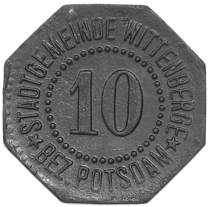 10 пфеннигов 1917 года Германия — община Виттенберге (Нотгельд) — Фото №2
