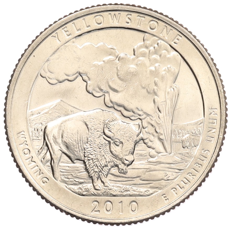 1/4 доллара (25 центов) 2010 года D США «Национальные парки — №2 Йеллоустонский национальный парк» — Фото №1
