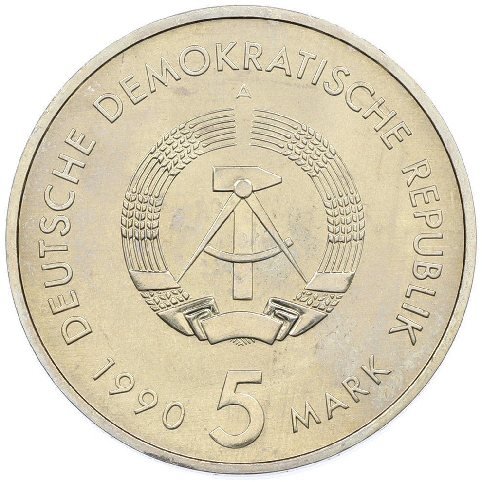 5 марок 1990 года Восточная Германия (ГДР) «500 лет почте» — Фото №2